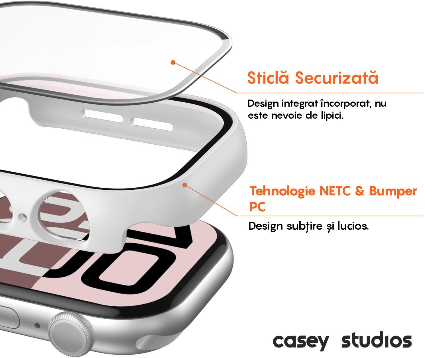 Carcasa 360° (Husa + Folie) - Apple Watch 10/11 - 42MM - Alb