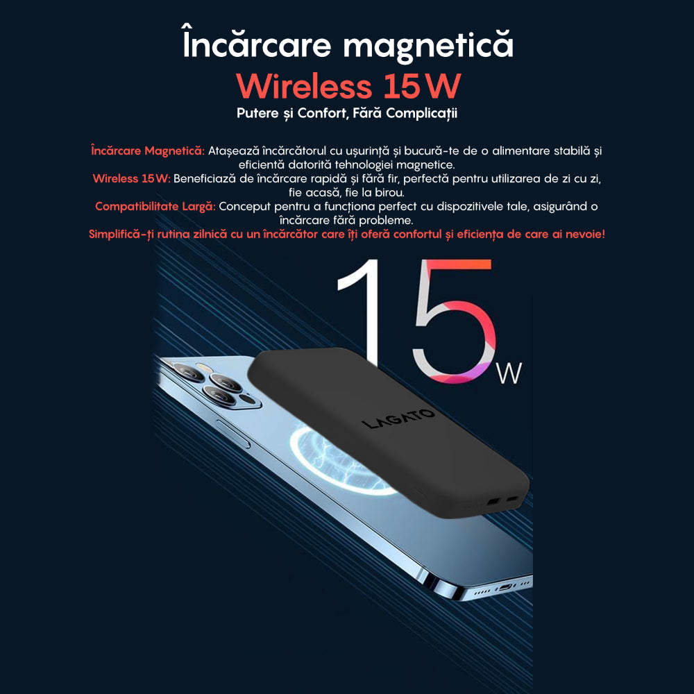 Baterie Externa MagSafe Lagato MS1 Pro 10000 mAh - Negru