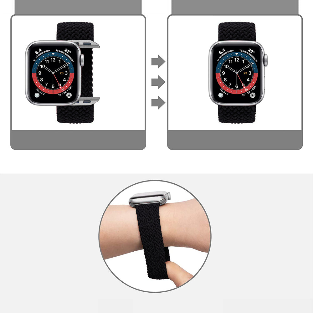 Curea Braided Breeze - Apple Watch 1/2/3/4/5/6/7/8/9/10/11/SE/SE2/SE3 - 38/40/41/42 MM - XXS - Black