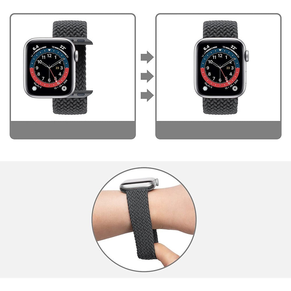 Curea Braided Breeze - Apple Watch 1/2/3/4/5/6/7/8/9/10/11/SE/SE2/SE3 - 38/40/41/42 MM - M - Space Gray