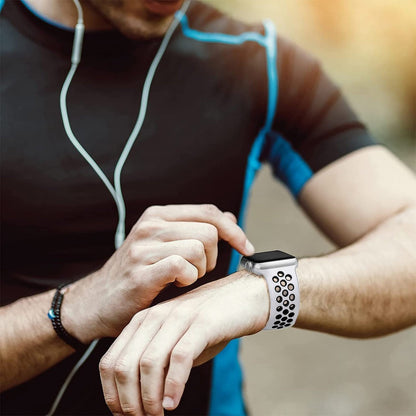 Curea Sport Loop Active - Apple Watch 1/2/3/4/5/6/7/8/9/10/11/SE/SE2/SE3/Ultra 1/Ultra 2/Ultra 3 - 42/44/45/46/49 MM - M/L - White/Black