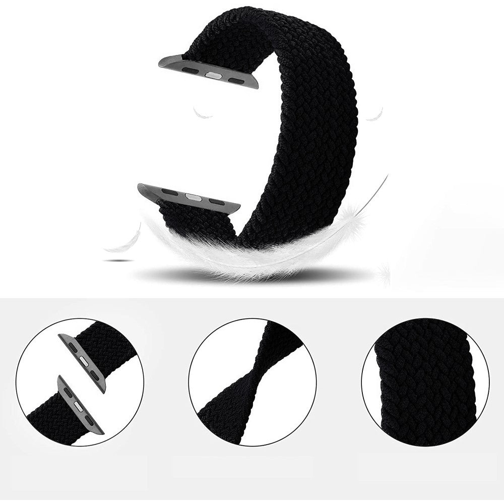 Curea Braided Breeze - Apple Watch 1/2/3/4/5/6/7/8/9/10/11/SE/SE2/SE3/Ultra 1/Ultra 2/Ultra 3 - 42/44/45/46/49 MM - S - Black