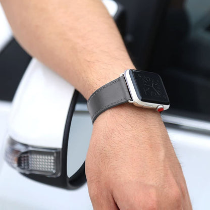 Leather Classic Strap - Apple Watch 1/2/3/4/5/6/7/8/9/10/11/SE/SE2/SE3 - 38/40/41/42 MM - Dark Gray