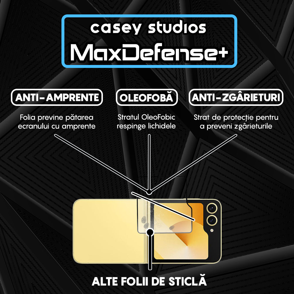 Folie Sticla MaxDefense+ - Samsung Galaxy Z Flip6 - Negru