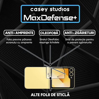 Folie Sticla MaxDefense+ - Samsung Galaxy Z Flip6 - Negru