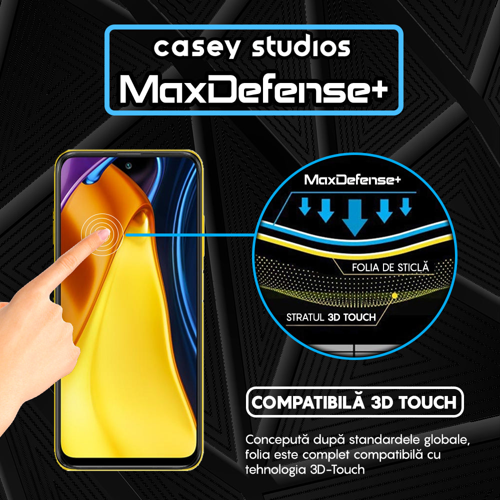 Folie Sticla MaxDefense+ - Xiaomi Poco M3 Pro/Xiaomi Poco M3 Pro 5G - Negru