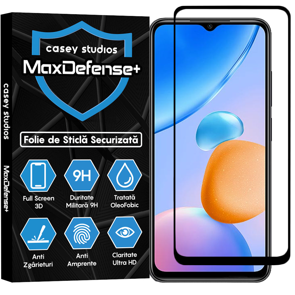 Folie Sticla MaxDefense+ - Xiaomi Redmi 10 5G - Negru