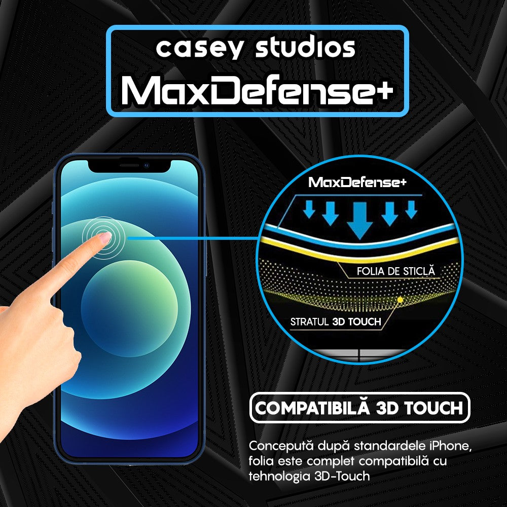 Pachet 2x Folie Sticla MaxDefense+ - iPhone 12 Mini - Negru