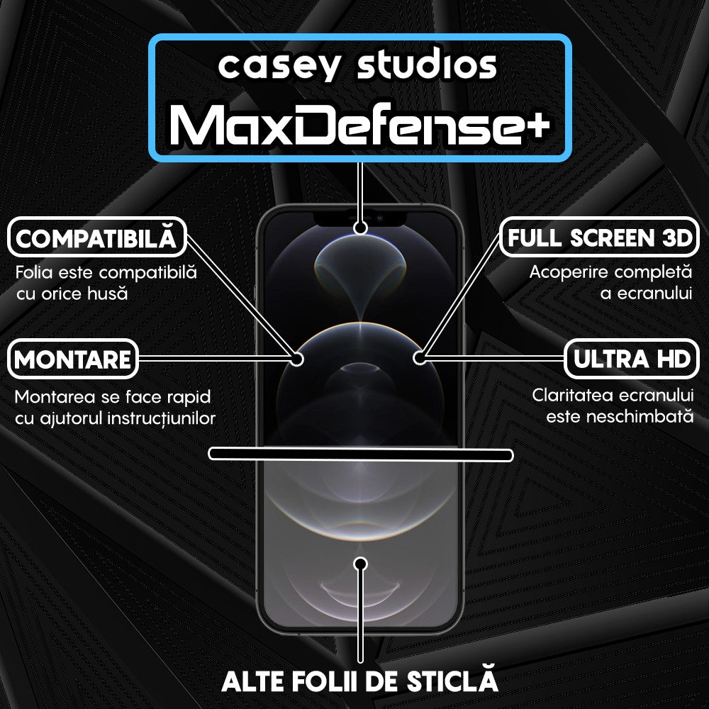 Pachet 2x Folie Sticla MaxDefense+ - iPhone 12 Pro Max - Negru