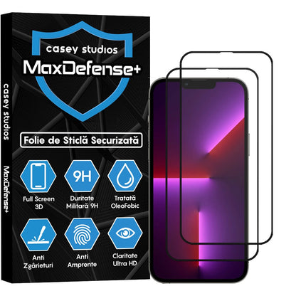 Pack of 2 MaxDefense+ Glass Screen Protectors - iPhone 13 Pro Max - Black