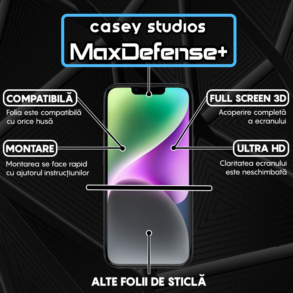 Pachet 2x Folie Sticla MaxDefense+ - iPhone 14 Plus - Negru