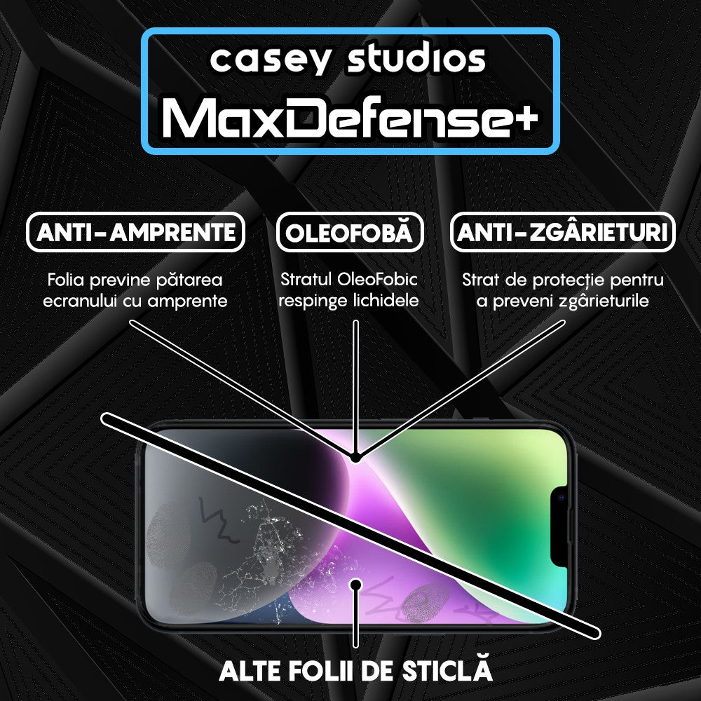 Pachet 2x Folie Sticla MaxDefense+ - iPhone 14 Plus - Negru