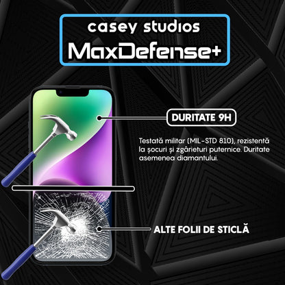 Pachet 2x Folie Sticla MaxDefense+ - iPhone 14 Plus - Negru