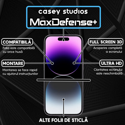 2x MaxDefense+ Tempered Glass Protector Pack - iPhone 14 Pro - Black