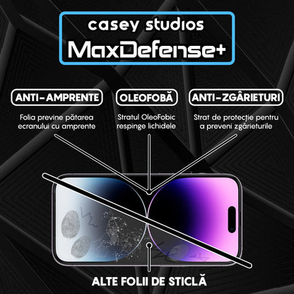 2x MaxDefense+ Tempered Glass Protector Pack - iPhone 14 Pro - Black