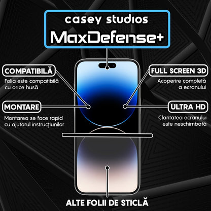 Pachet 2x Folie Sticla MaxDefense+ - iPhone 14 Pro Max - Negru