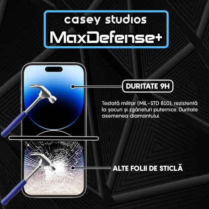 Pachet 2x Folie Sticla MaxDefense+ - iPhone 14 Pro Max - Negru