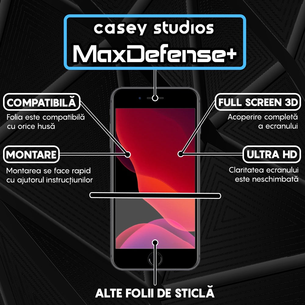 Pachet 2x Folie Sticla MaxDefense+ - iPhone 7/8/SE2 - Negru