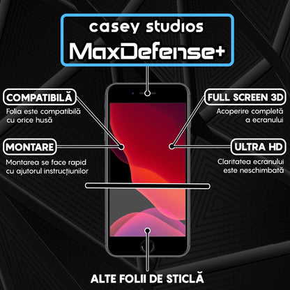Pachet 2x Folie Sticla MaxDefense+ - iPhone 7/8/SE2 - Negru