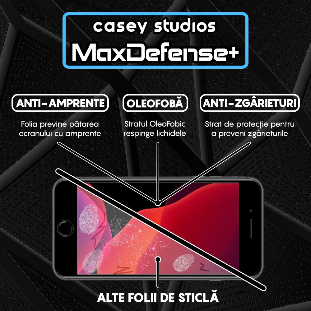 Pachet 2x Folie Sticla MaxDefense+ - iPhone 7 Plus/8 Plus - Negru