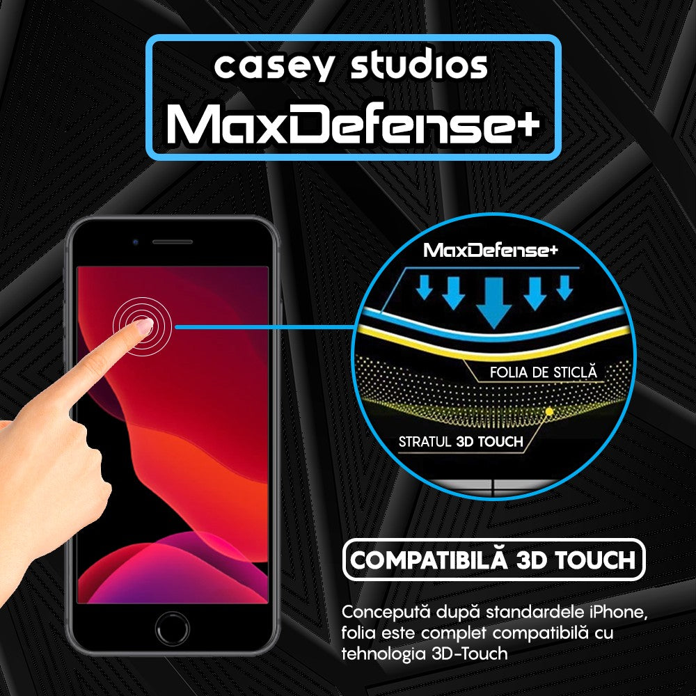 Pachet 2x Folie Sticla MaxDefense+ - iPhone 7 Plus/8 Plus - Negru
