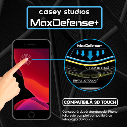 Pachet 2x Folie Sticla MaxDefense+ - iPhone 7 Plus/8 Plus - Negru