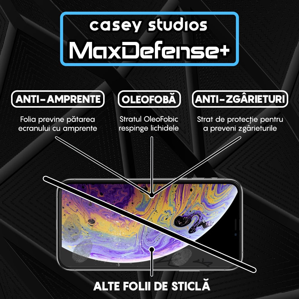 Pachet 2x Folie Sticla MaxDefense+ - iPhone XS Max - Negru