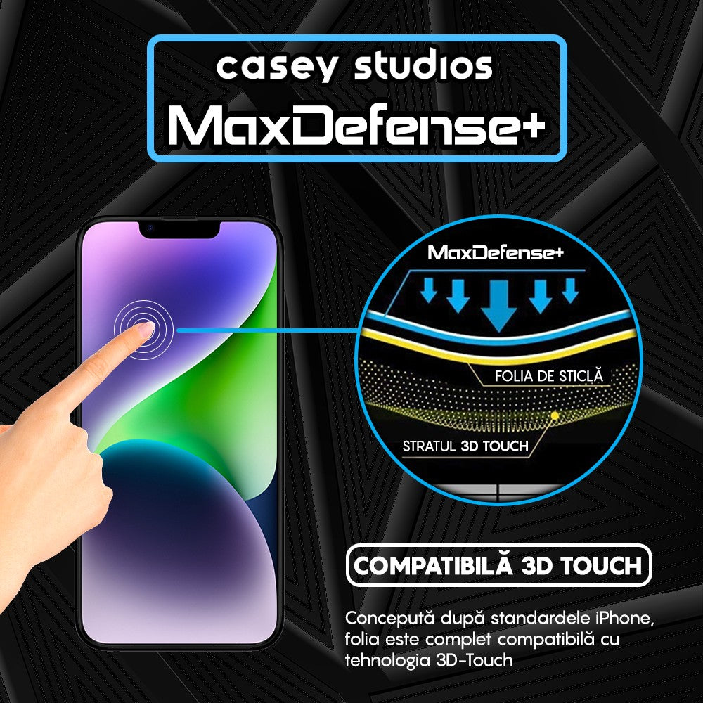 Pachet 3x Folie Sticla MaxDefense+ - iPhone 11 Pro Max - Negru