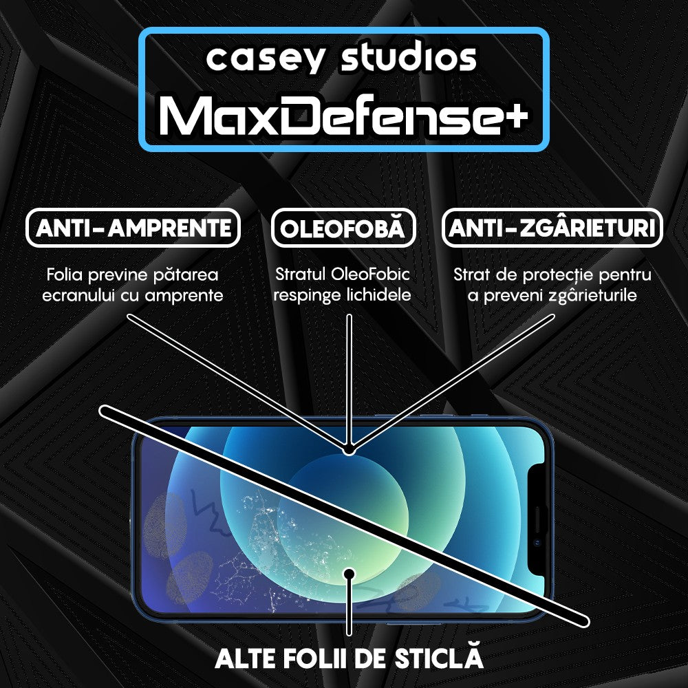 Pachet 3x Folie Sticla MaxDefense+ - iPhone 12 Mini - Negru