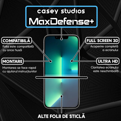 Pack of 3x MaxDefense+ Glass Screen Protector - iPhone 13/13 Pro - Black