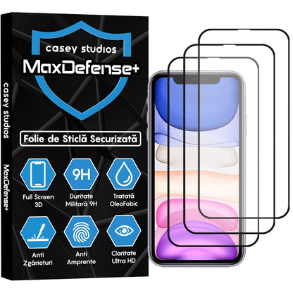 3x MaxDefense+ Glass Screen Protector Pack - iPhone 13 Mini - Black