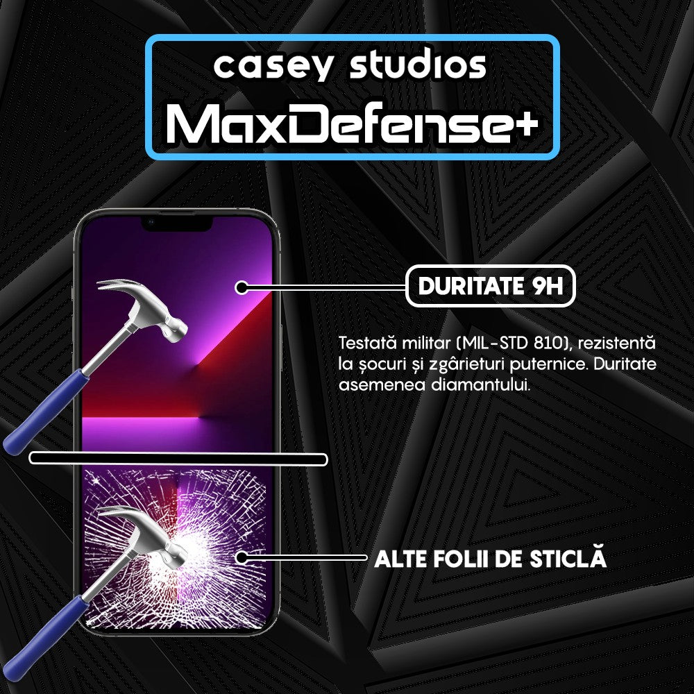 Pachet 3x Folie Sticla MaxDefense+ - iPhone 13 Pro Max - Negru