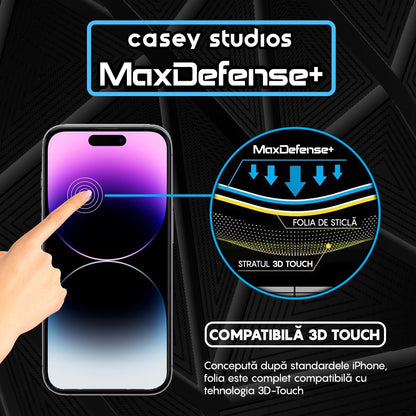 3x MaxDefense+ Glass Screen Protector Pack - iPhone 14 Pro - Black