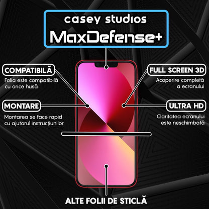 Pachet 3x Folie Sticla MaxDefense+ - iPhone XR/11 - Negru