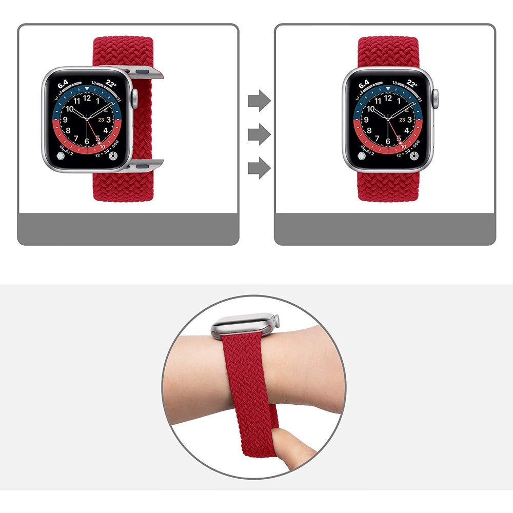 Curea Braided Breeze - Apple Watch 1/2/3/4/5/6/7/8/9/10/11/SE/SE2/SE3/Ultra 1/Ultra 2/Ultra 3 - 42/44/45/46/49 MM - XS - Red