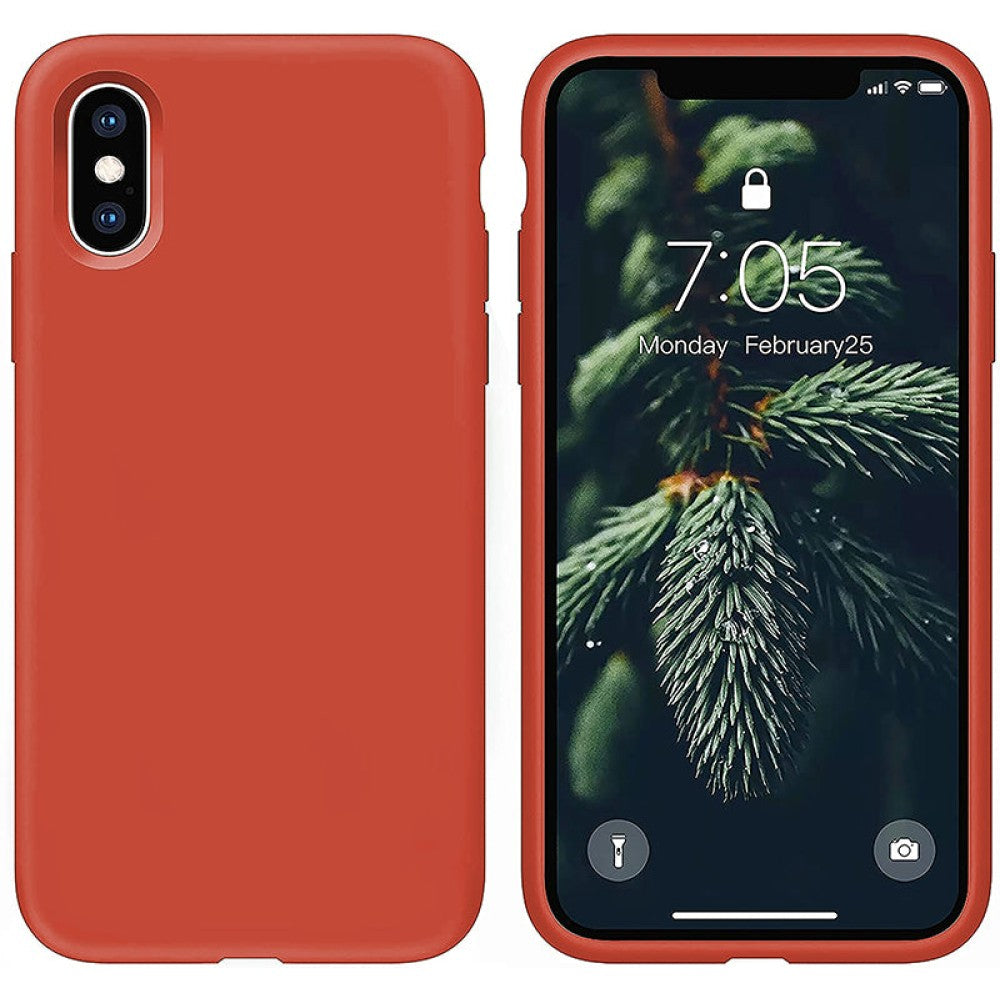 Soft Silicone Case - iPhone X/XS - Orange Red