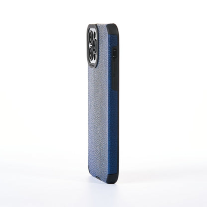 Husa Grained Leather - iPhone 12 Pro - Albastru