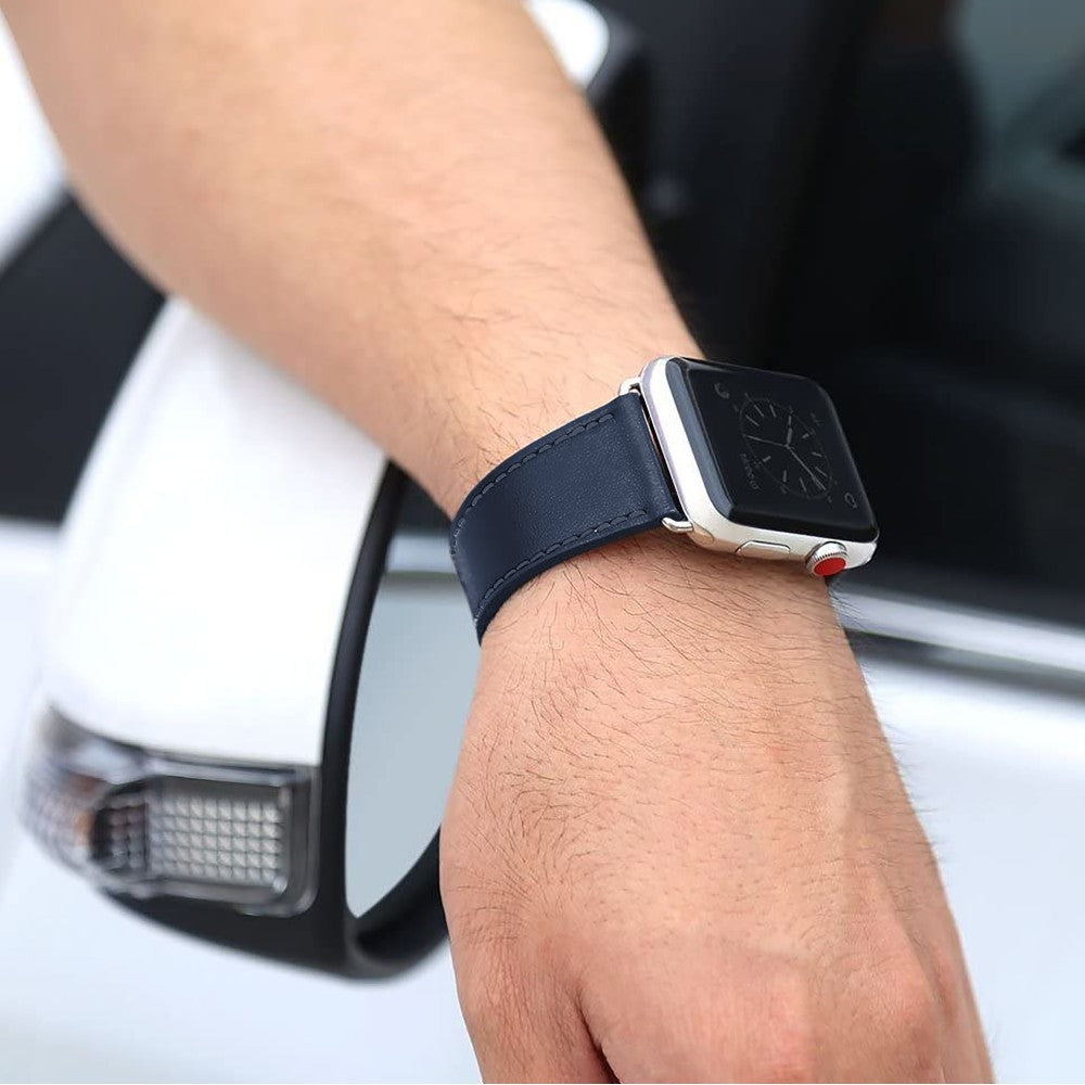 Classic Leather Strap - Apple Watch 1/2/3/4/5/6/7/8/9/10/11/SE/SE2/SE3/Ultra 1/Ultra 2/Ultra 3 - 42/44/45/46/49 MM - Dark Blue