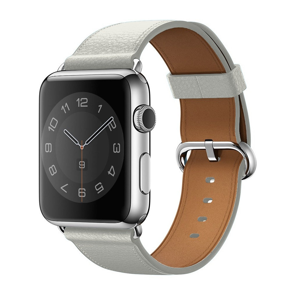 Curea Leather Classic - Apple Watch 1/2/3/4/5/6/7/8/9/10/11/SE/SE2/SE3 - 38/40/41/42 MM - White